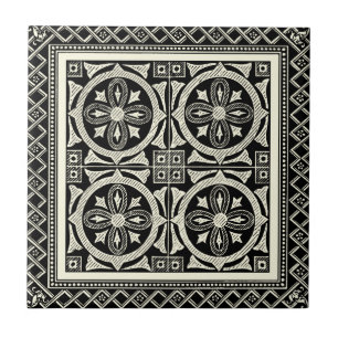 Carreau Motif Mandala noir et blanc par Vision Studio