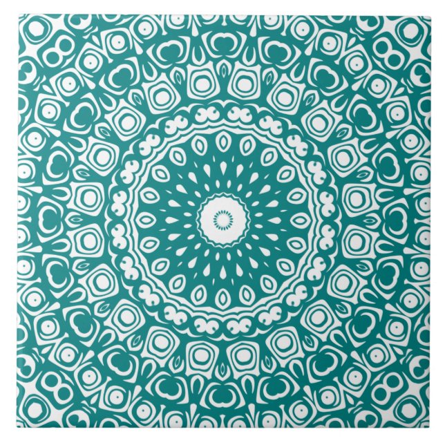 Carreau Motif Mandala Turquoise (Devant)