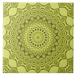 Carreau Motif Mandala Vert Olive Groovy