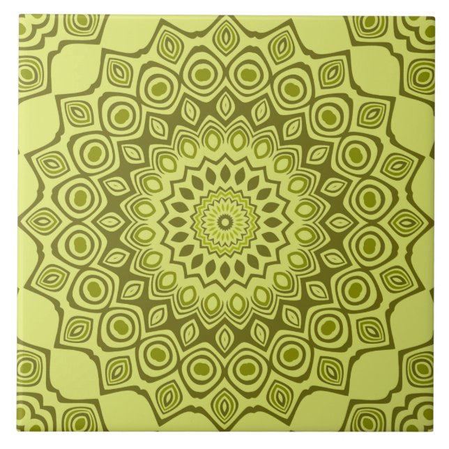 Carreau Motif Mandala Vert Olive Groovy (Devant)