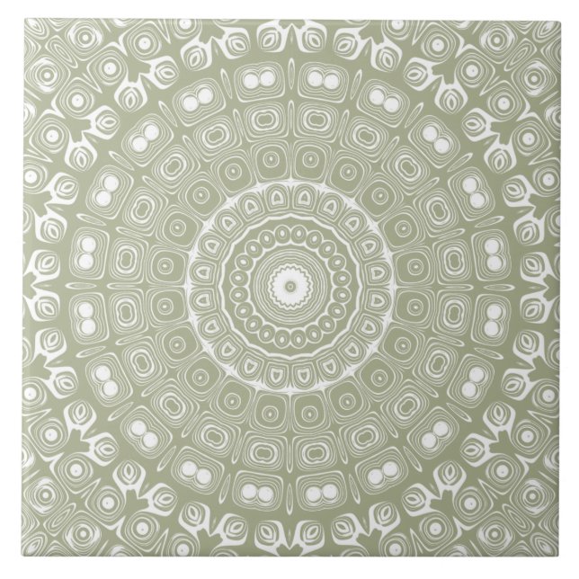 Carreau Motif Mandala Vert Sauge (Devant)