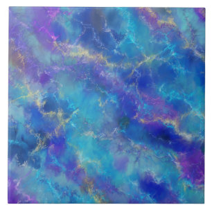 Carreau Motif marbré bleu, violet et or