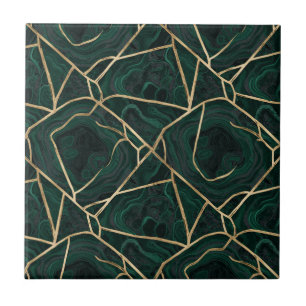 Carreau Motif Marbre Émeraude et Laiton de Luxe
