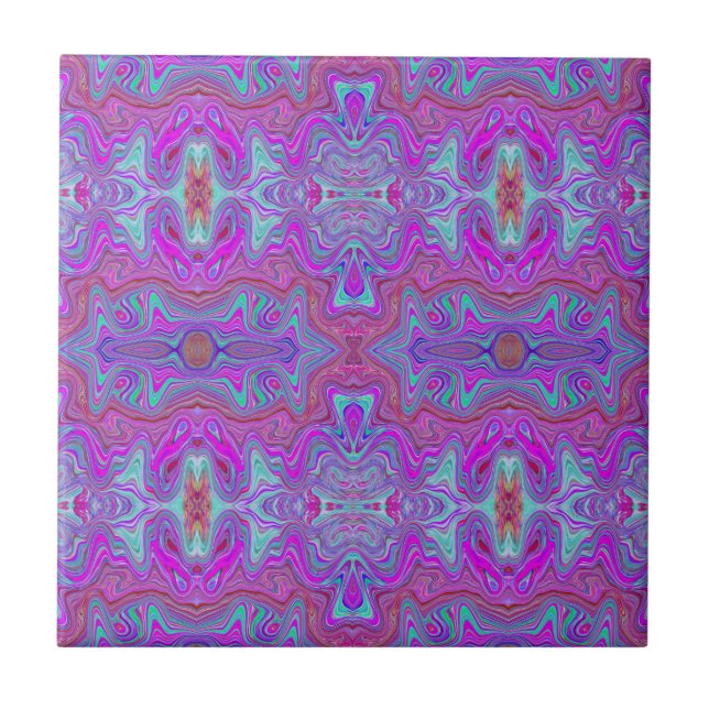 Carreau Motif Marbré Trippy Magenta et Bleu Ondulé (Devant)
