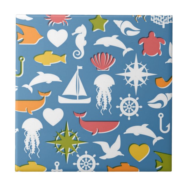 Carreau Motif marin de symboles (Devant)