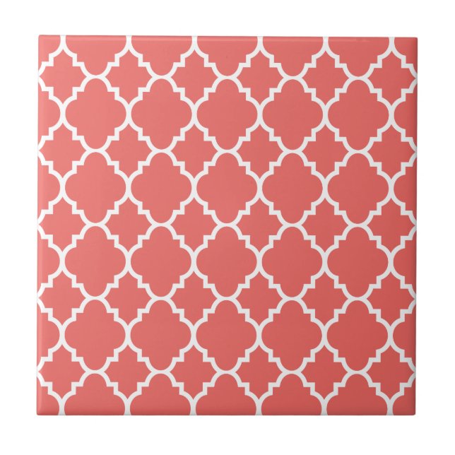 Carreau Motif marocain blanc de corail de Quatrefoil (Devant)
