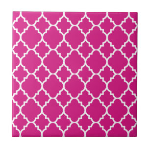 Carreau Motif marocain blanc de Quatrefoil de roses indien