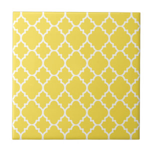 Carreau Motif marocain blanc jaune de Quatrefoil