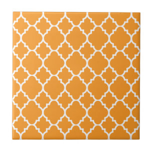 Carreau Motif marocain blanc orange de Quatrefoil