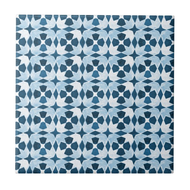 Carreau Motif marocain bleu de symétrie (Devant)