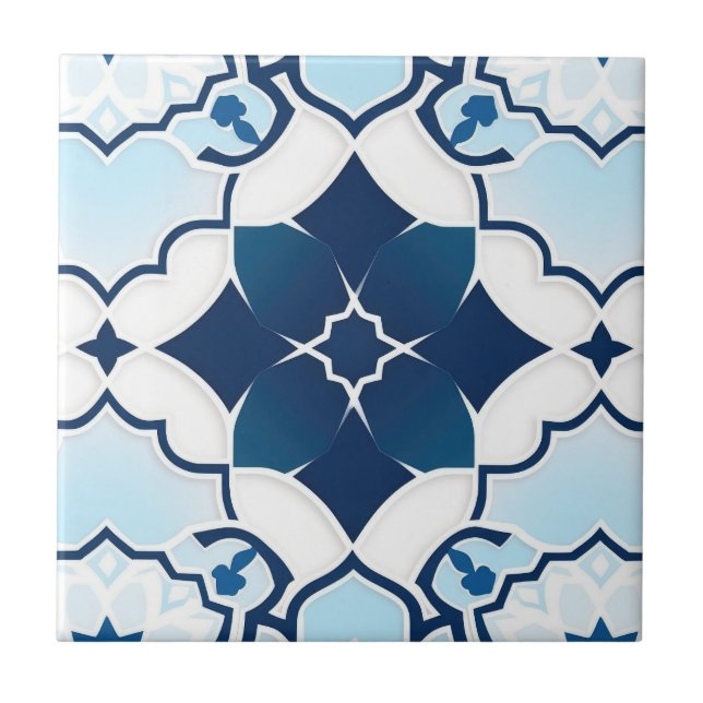 Carreau Motif marocain bleu et blanc (Devant)
