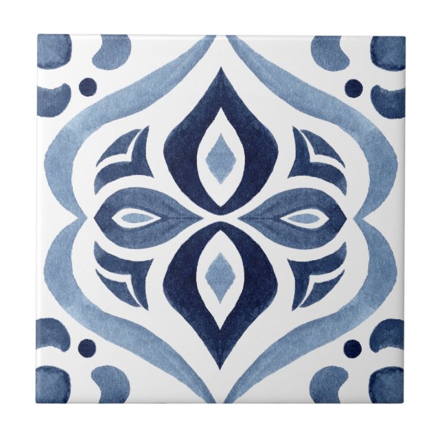 Carreau Motif marocain bleu et blanc (Devant)