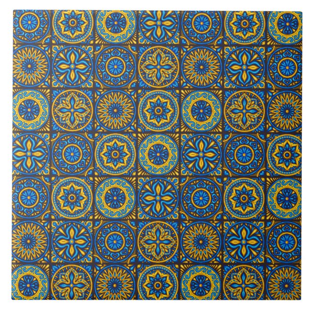 Carreau Motif marocain bleu et marron élégant (Devant)
