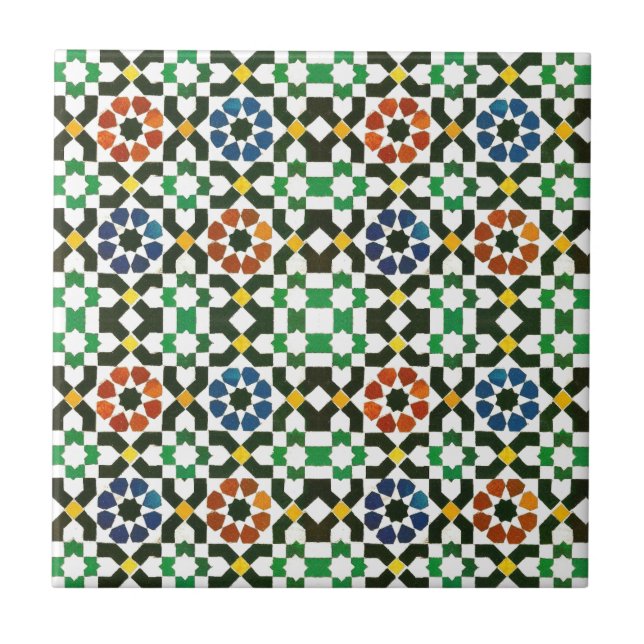Carreau motif marocain de couleur des années 1970 (Devant)