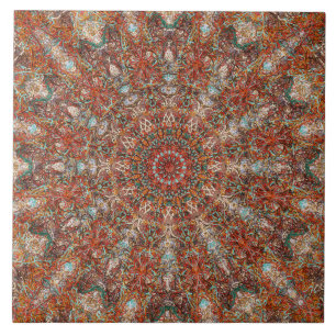 Carreau Motif marocain de mandala dans des tons de terre