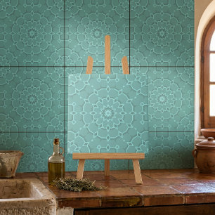 Carreau Motif Marocain Mandala Géométrique Turquoise