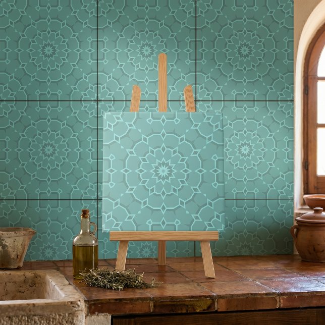 Carreau Motif Marocain Mandala Géométrique Turquoise (Créateur téléchargé)
