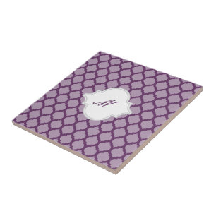 Carreau Motif marocain mauve avec Trivet en mosaïque Monog
