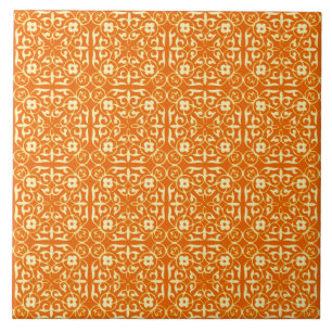 Carreau Motif médiéval de damassé, mandarine