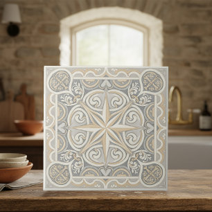 Carreau Motif Méditerranéen Neutre Pat#12 Greige ID1195