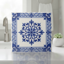 Motif méditerranéen Pat#10 Bleu ivoire ID1195