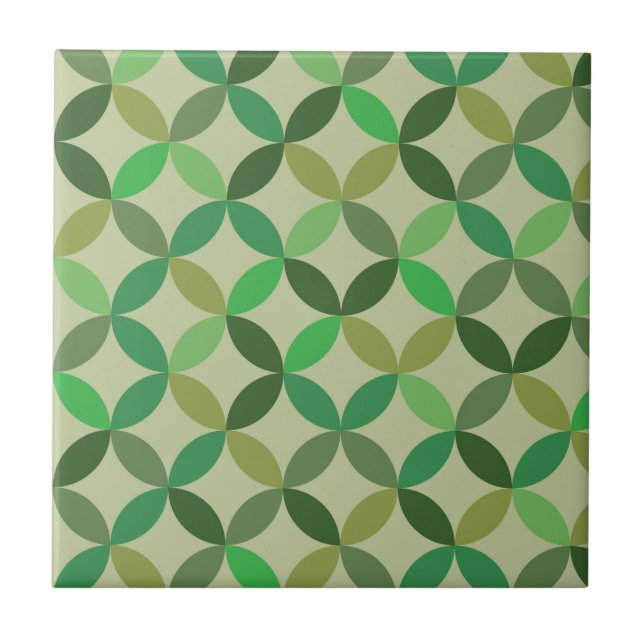 Carreau Motif Mid-Century moderne géométrique Cercles vert (Devant)