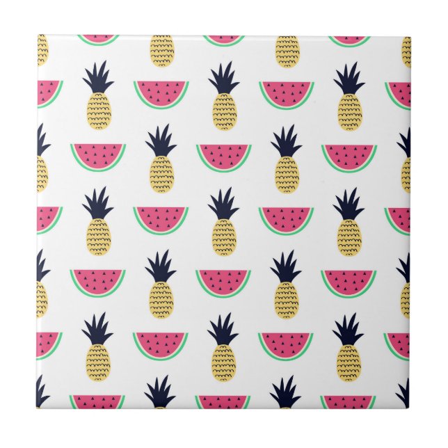 Carreau Motif mignon de griffonnage d'ananas et de (Devant)