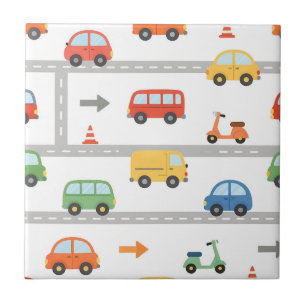 Carreau Motif Mignon de Véhicules Routiers pour Enfants