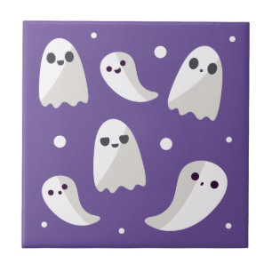 Carreau Motif mignon pourpre de fantôme de Halloween
