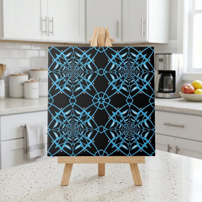 Carreau Motif moderne abstrait noir et turquoise (Créateur téléchargé)