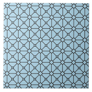 Carreau Motif moderne Boho noir et bleu Rhombus