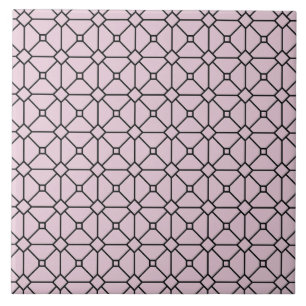 Carreau Motif moderne Boho noir et rose Rhombus