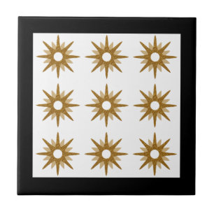 Carreau Motif moderne d'étoile en explosion dorée Noir