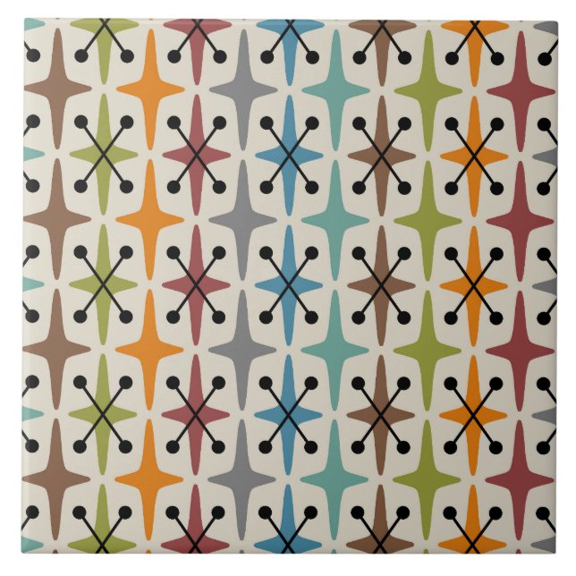 Carreau Motif moderne du milieu du siècle de l'âge atomiqu (Devant)