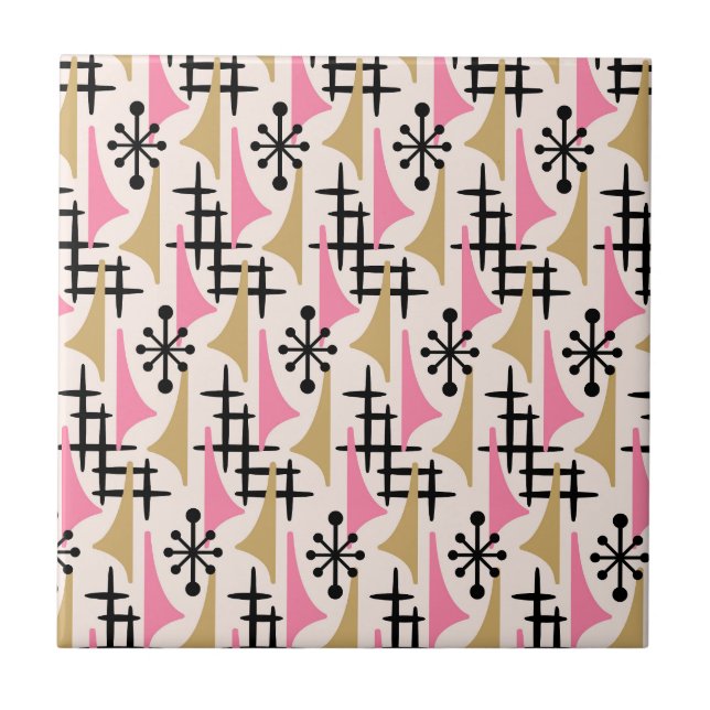 Carreau Motif moderne du milieu du siècle de l'âge atomiqu (Devant)