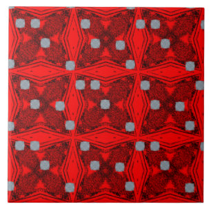 Carreau Motif moderne du milieu du siècle rouge et noir