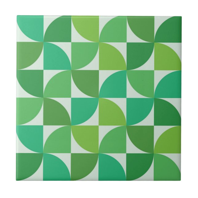 Carreau Motif moderne du milieu du siècle Vert et turquois (Devant)