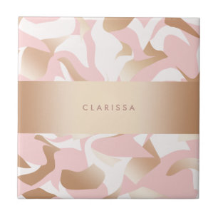 Carreau Motif moderne élégant d'abrégé sur blanc de rose