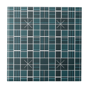 Carreau Motif Moderne en Grille de Sarcelle Foncé avec Acc