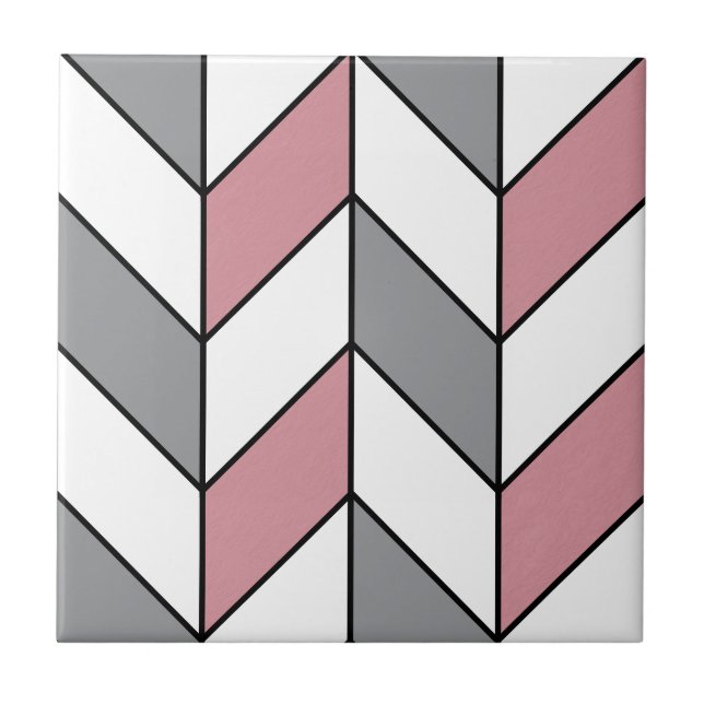Carreau Motif moderne en squelette gris rose (Devant)