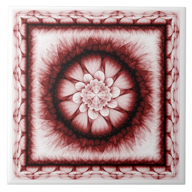 Carreau Motif moderne floral rouge (Devant)