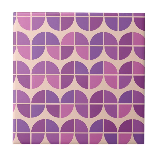 Carreau Motif moderne géométrique violet du milieu du sièc (Devant)
