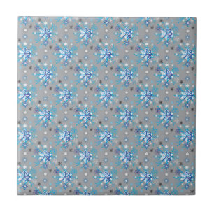 Carreau Motif moderne gris et bleu Holiday Snowflakes