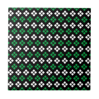 Carreau Motif moderne Kelly Green & White Jacquard en noir