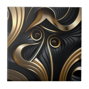 Carreau Motif moderne noir et or