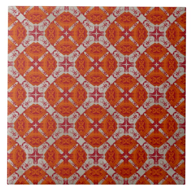 Carreau Motif moderne rouge, orange et blanc du milieu du  (Devant)