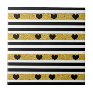 Carreau Motif monochrome Cœur Doré Chic