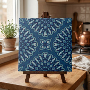 Carreau Motif mosaïque kaléidoscope géométrique bleu marin