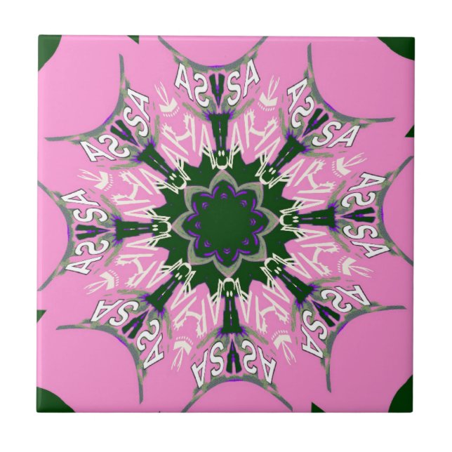 Carreau Motif Motif Monogramme noir et rose joli (Devant)