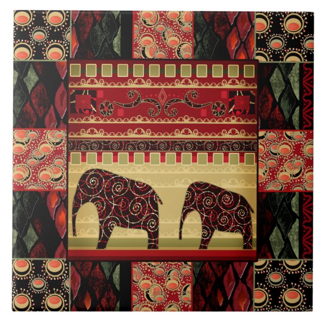 Carreau Motif national d'ethnie orientale. Patchwork. (Devant)